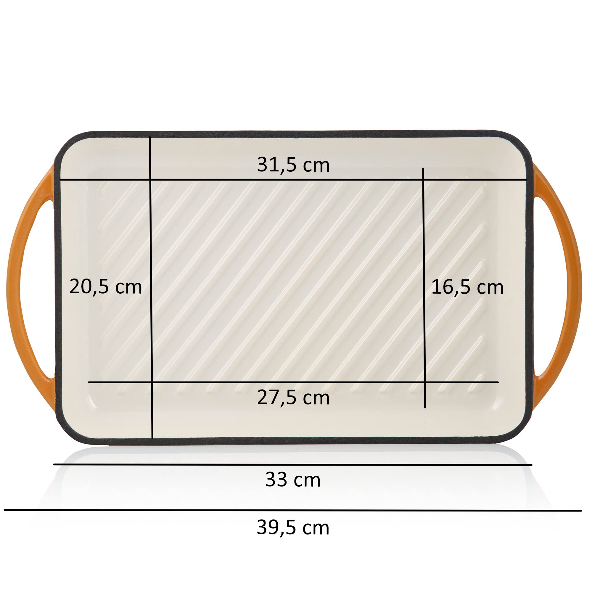 Piastra Griglia Mahlzeit Ghisa - 39,5x22cm Smaltata Arancione
