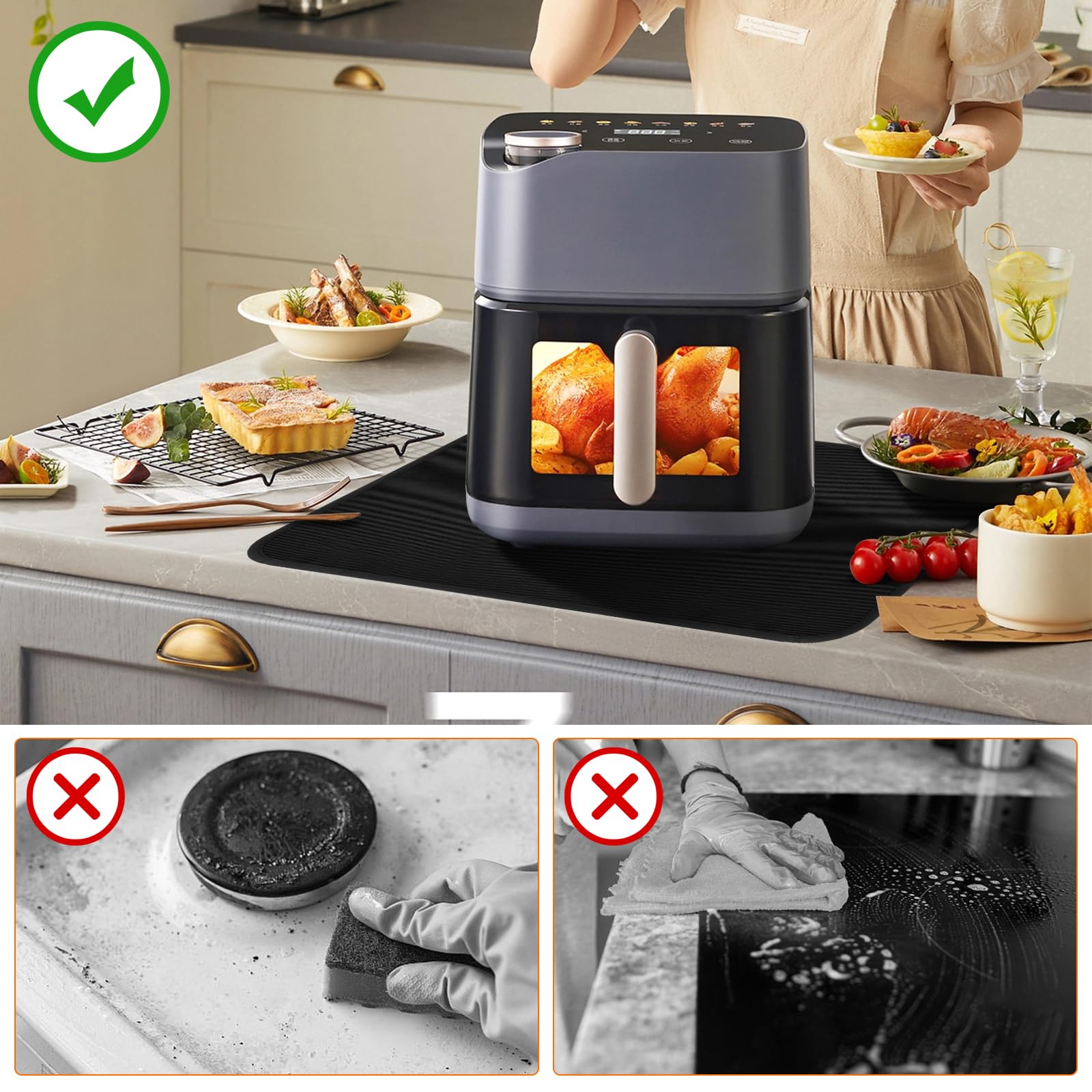 2 Tappetini Isolanti 60x40cm - Antiscivolo, Impermeabili, Per Friggitrici E Forni - Foto 6