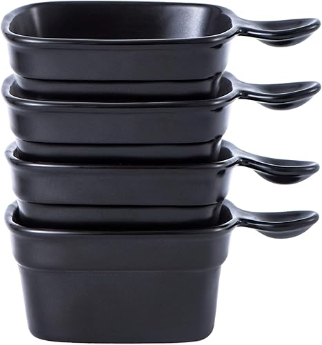 Miniatura 2 de Bruntmor Plato de cerámica para salsa de soja, cuencos de inmersión, cuencos de servir para guarniciones, cuencos de inmersión de 8 onzas, cuencos