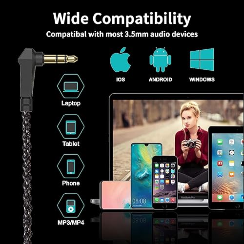 Miniatura 4 de CCZ Warrior - Auriculares de monitor intraurales, monitores de escenario con cable con controladores 3BA 1DD auriculares profesionales iem con