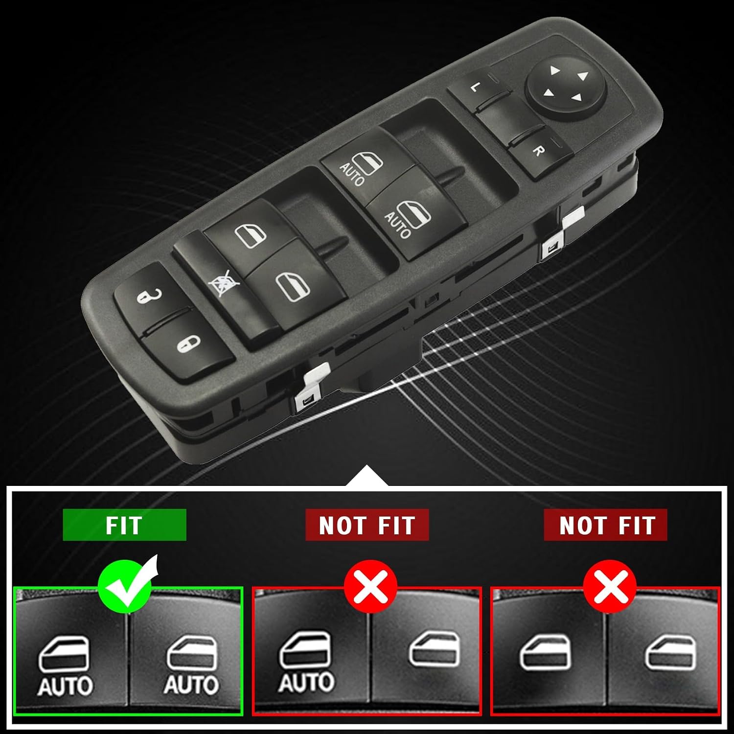 Master Power Window Switch Driver Side Compatible with 2009 2010 2011 2012 Dodge Ram 1500 2500 3500, Door & Windows Control, Replaces# 4602863AD, 4602863AB, 4602863AC