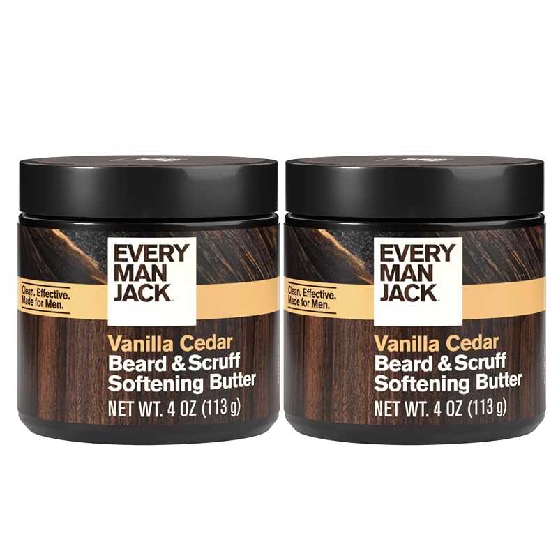 Manteiga para Barba e Barba Curta Every Man Jack, Baunilha e Cedro, Pacote com 2