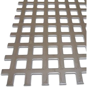 B&T Metal Stainless Steel V2A Perforated Sheet QG 10/15 1.5 mm Thick Dimensions 300 x 600 mm | Cut, blank rolled, square perf