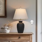 Cinkeda 23" Ensemble de 2 Lampe de table de ferme en céramique noire avec pot à gingembre design, côté lit USB Lampes pour salon,Salle à manger,Chambre,Bureau,Nuit,Table de fin