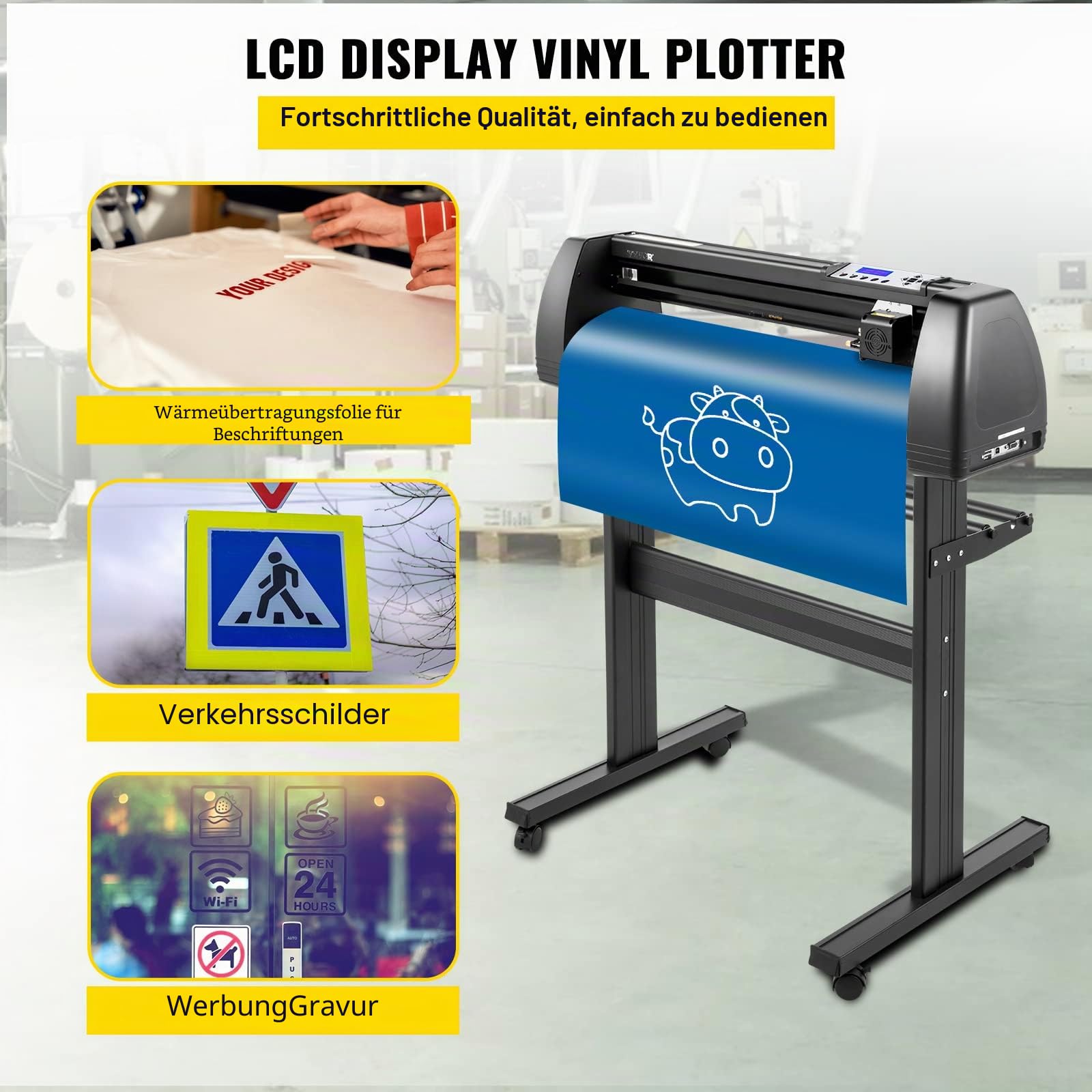 VEVOR Vinyl-Schneidemaschine Schneideplotter, 870 mm, LED-Plotter-Drucker, Präzise Manuelle Positionierung, Softwareunterstützung für MAC- und Windows-Systeme, Einstellbare Kraft & Geschwindigkeit
