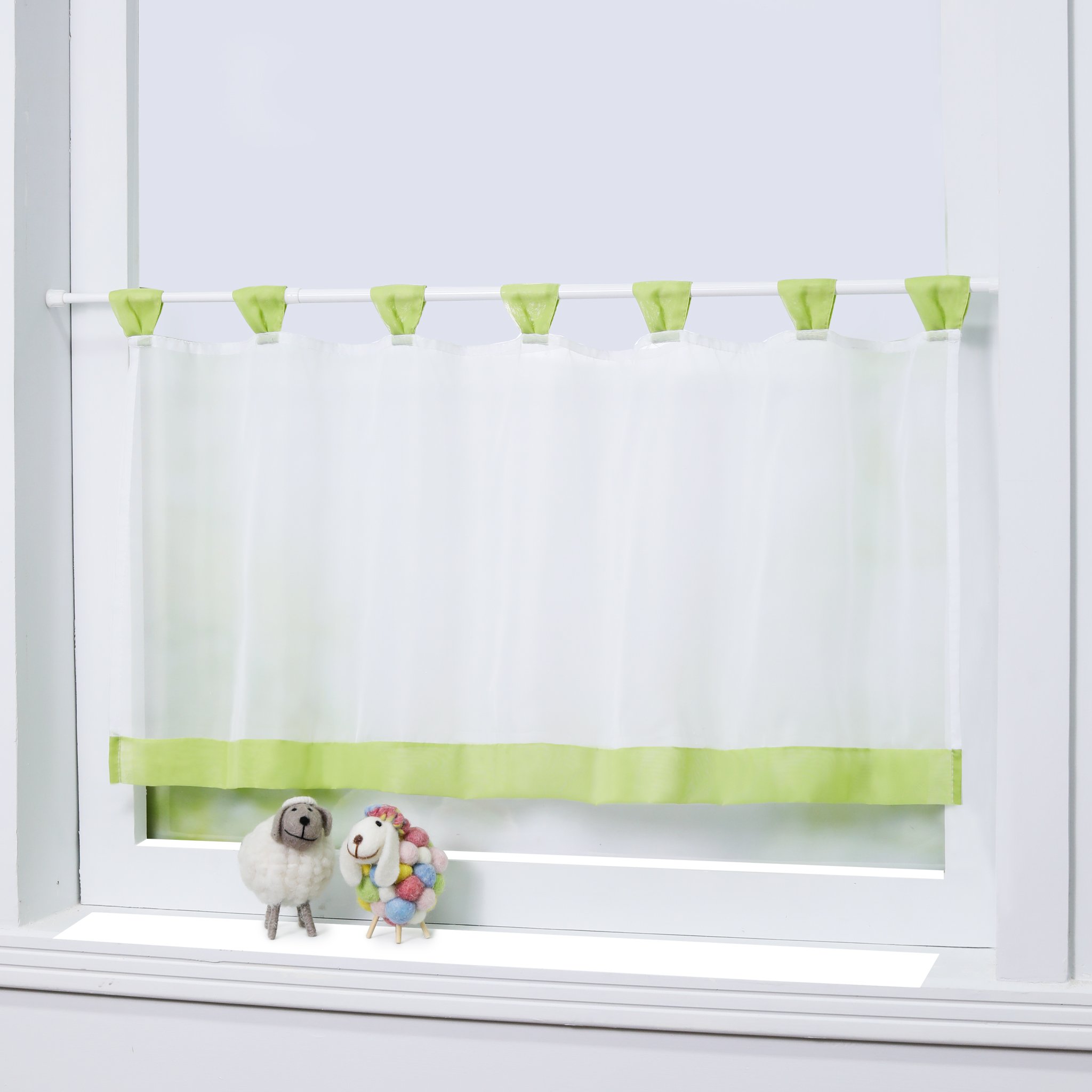 Joyswahl Bistrogardine Voile Schlaufen Scheibengardine Mia | Gardinen Küchen Transparenter Vorhang,1er Pack,Küchengardinen modern,Kurzgardine,Kurzstores Küchenfenster