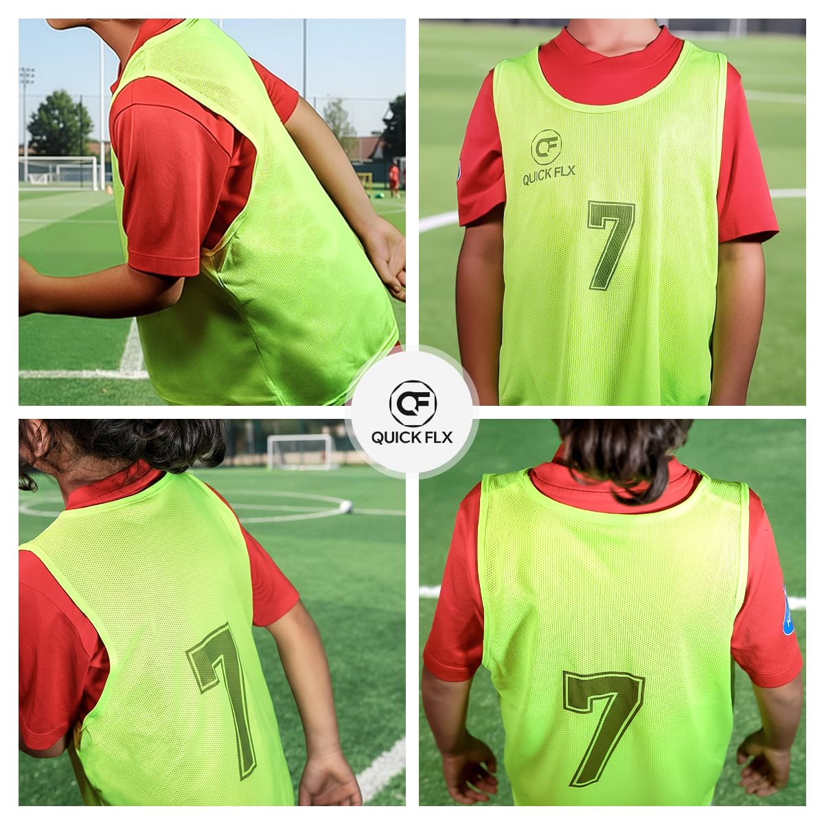Trainingswesten Set – 10er Fußball Leibchen mit Nummern (1-10) für Kinder & Erwachsene – Atmungsaktive Trikots inkl. Schiedsrichterkarte für Teamübungen