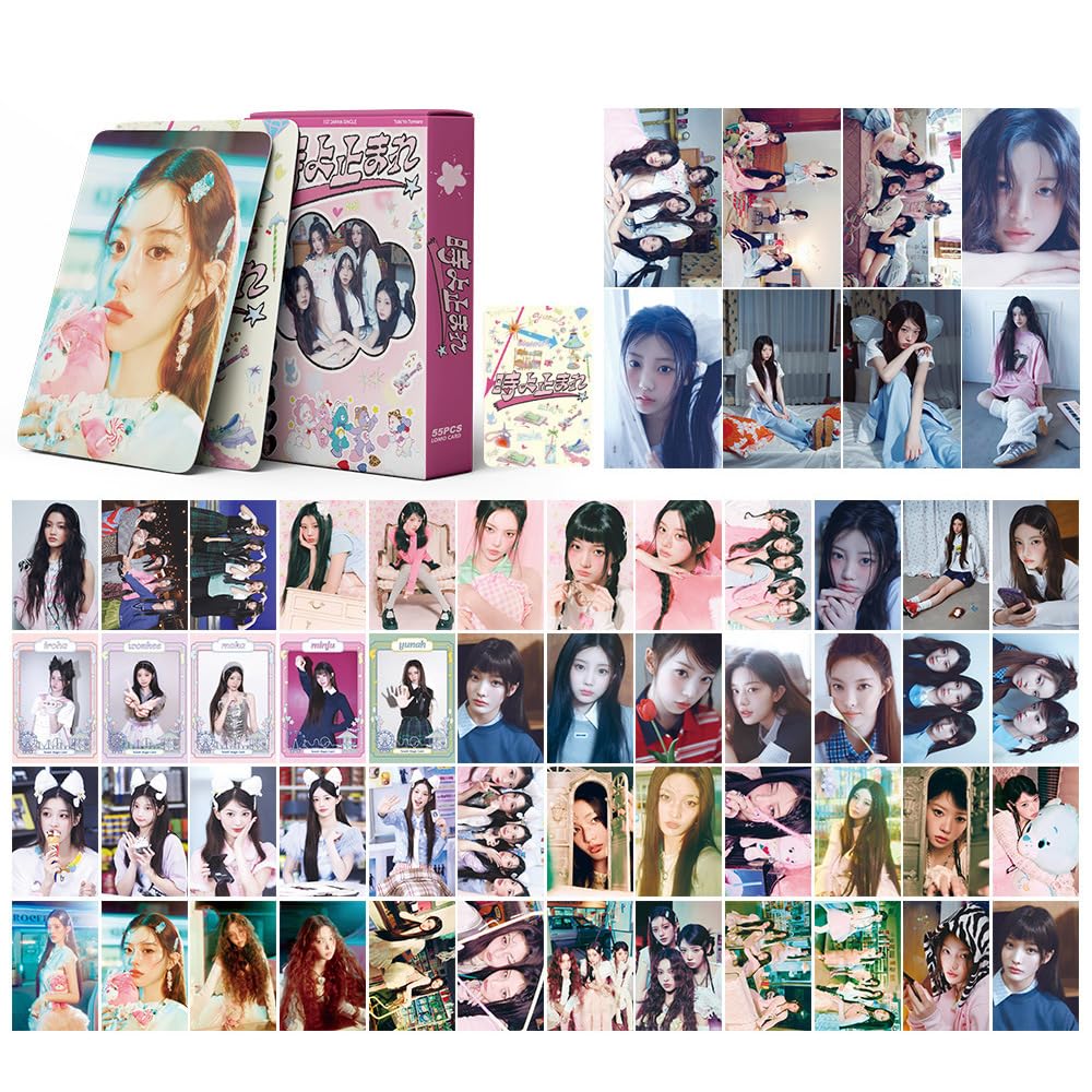ILLIT Japan 1. pojedynczy album "Toki Yo Tomare" karty Lomo, zestaw 55 szt. fotokartek dla fanów Illit, produkty Kpop z oficjalnymi zdjęciami koncepcyjnymi