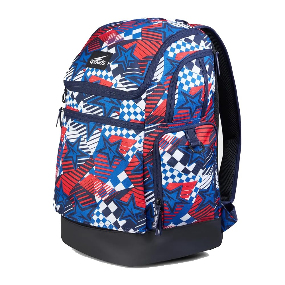 Speedo Teamster 2.0 - Zaino da 35 l, motivo: stelle, colore: nero/​blu/​rosso/​bianco, Nero/​Blu/​Rosso/​Bianco Stelle, 35 L