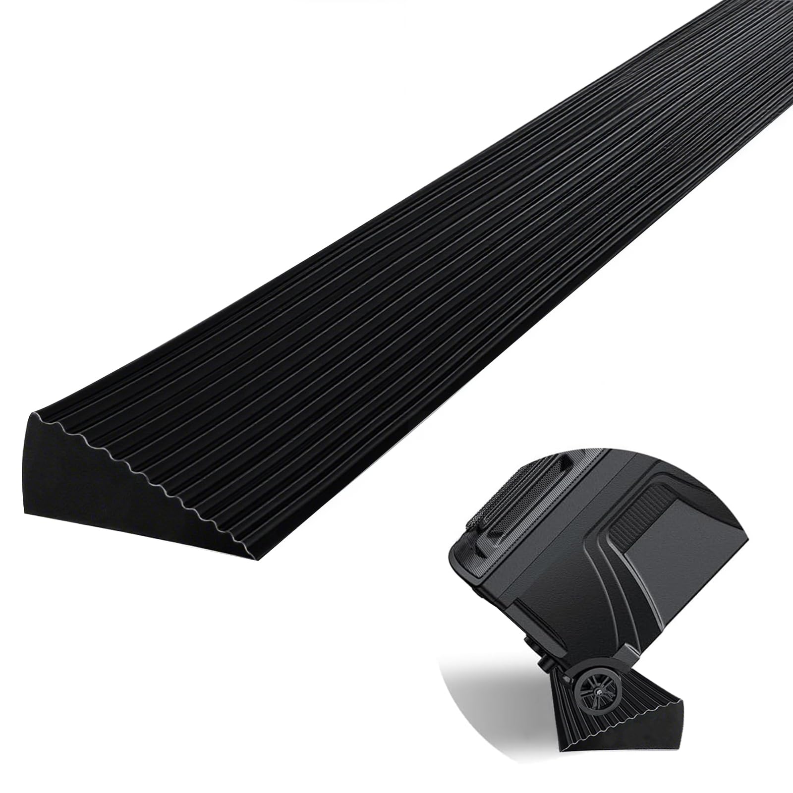 CUTIS Türschwellenrampe, 90x8x2.5 cm, PVC Rampe Saugroboter, Schwellenrampe, Geeignet für Saugroboter, Kinderwagen, Einkaufswagen, Rollatoren und E-Scooter, Rampe Türschwelle (Schwarz)