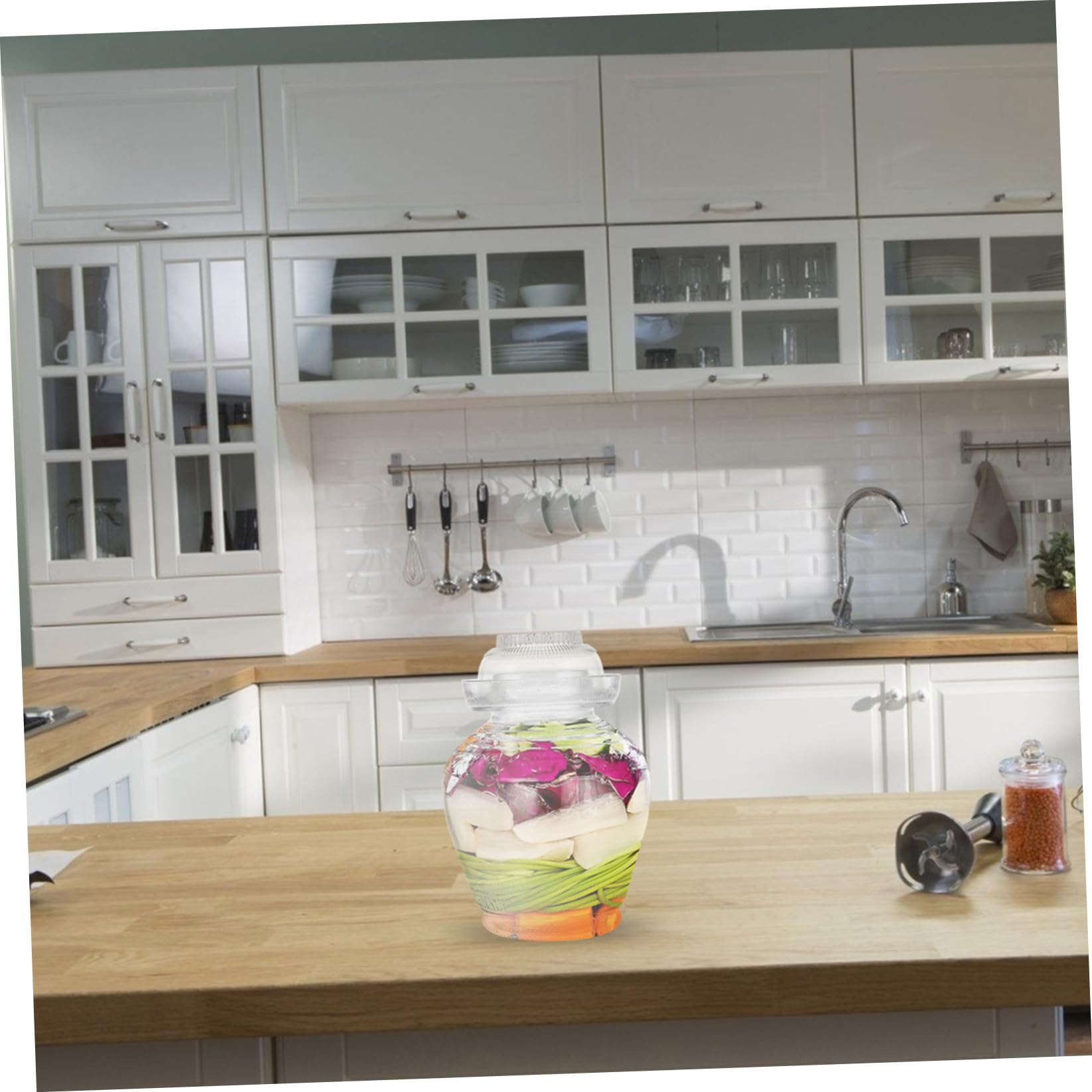 FRCOLOR Tarro de Cristal para Encurtidos de Cocina 5 Litros, Vidrio Borosilicato Resistente al Calor, Sellado Hermético para Conservar Alimentos Frescos y Secos, Adecuado para