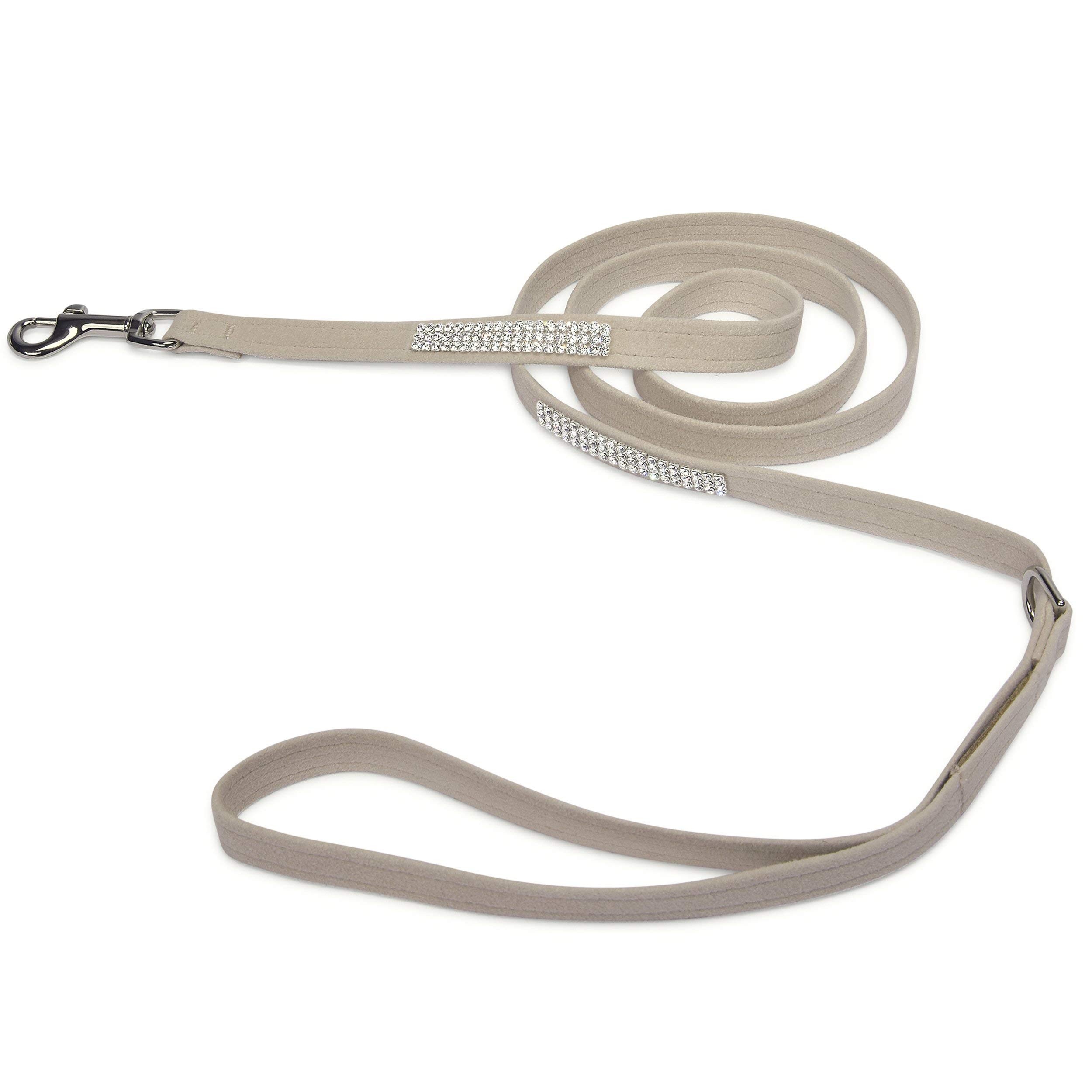 Susan Lanci Designs Premium Ultrasuede 3 Row Giltmore Pet Leash, Doe, 6 FT