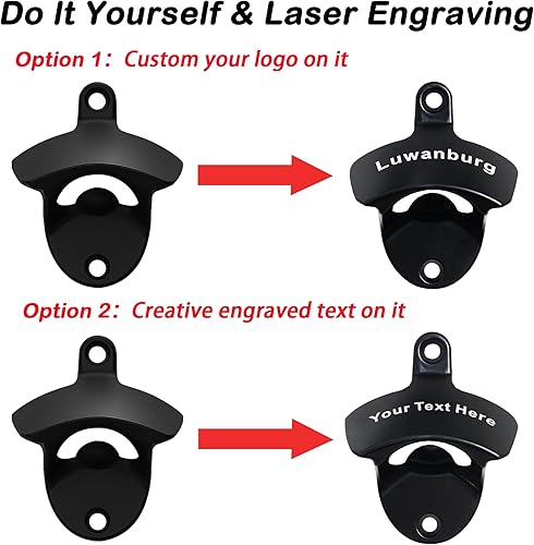 Miniatura 3 de Luwanburg Abridor de botellas de cerveza magnético negro montado en poste con imanes incrustados para atrapar la tapa de botella (paquete de 2)