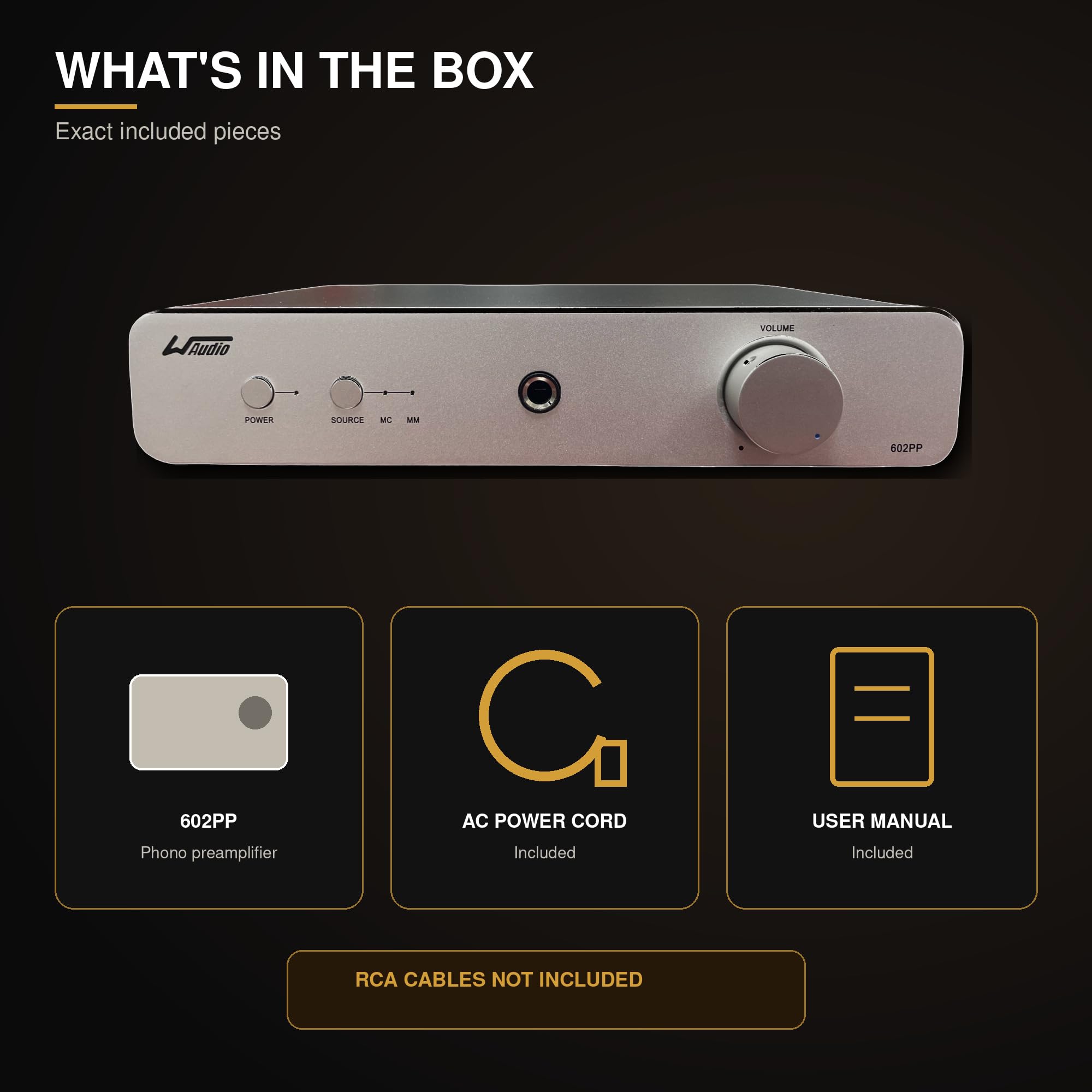 WAudio Preamplificador Phono de Alta fidelidad para Tocadiscos MM/MC (Plateado)