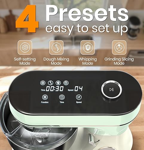 Miniatura 2 de Juego de batidora de pie, batidora de cocina de 6 cuartos con pantalla táctil LED, batidora de cabeza inclinable de 11 velocidades con temporizador,