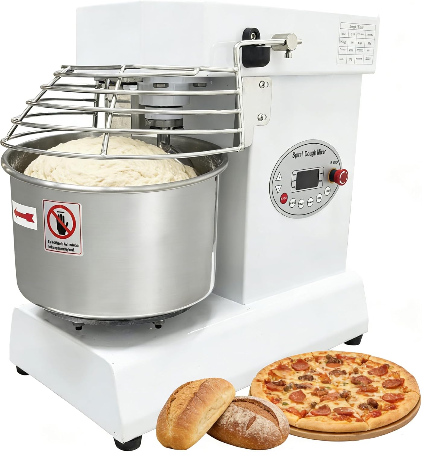 TECHTONGDA Commercial Stand Dough Mixer, 10L Food Mixer with Timer, Double Action Double Speed, Dough Kneading Machine for Bakery, Pizzeria & Restaurant, Meat Vegetable Blender