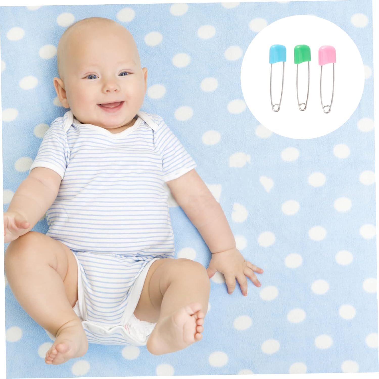 12pcs Diaper Safety Pins Stainless Steel Traditional Safety Pins for Cloth Diapers Random Color