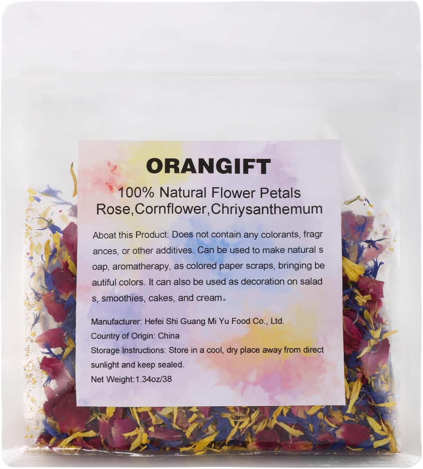 Dried Rose, Cornflower & Chrysanthemum Petals Mix, 1.34oz (38g)
