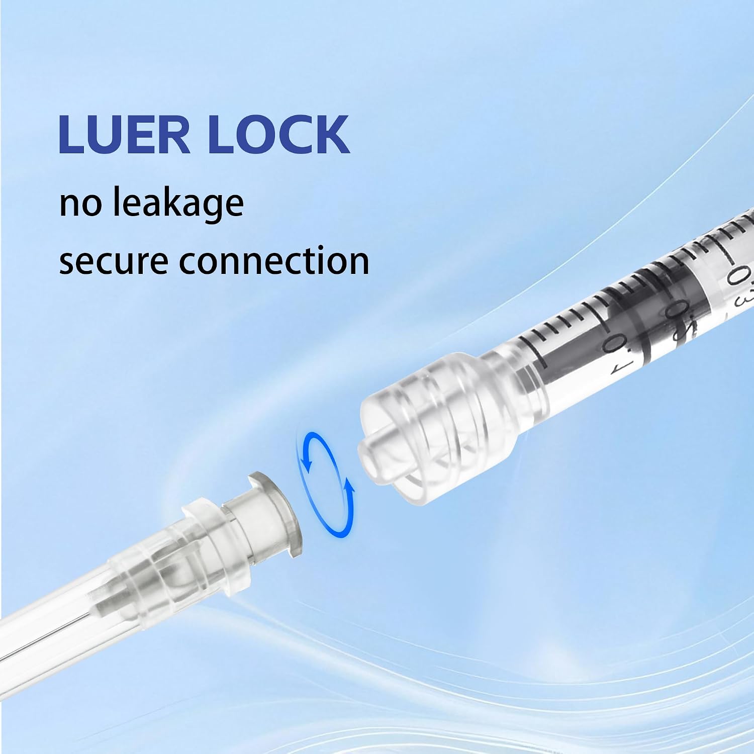 100Pack 1ml Luer Lock Syringe with 27Ga 0.5Inch, Individually Sealed Packed