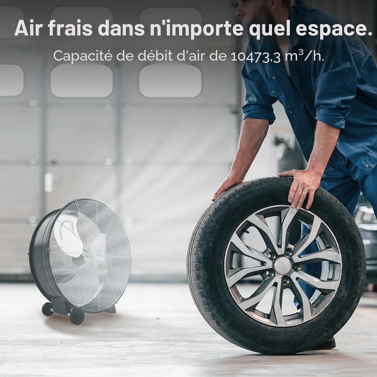 Cecotec Ventilateur de Sol Industriel Proindustry 3000, 240W, Diamètre 76 cm, 3 Vitesses, Pales en Aluminium, Débit d'Air 10473,3 m³/h, Design Transportable, Grille de Protection, Facile à Utiliser