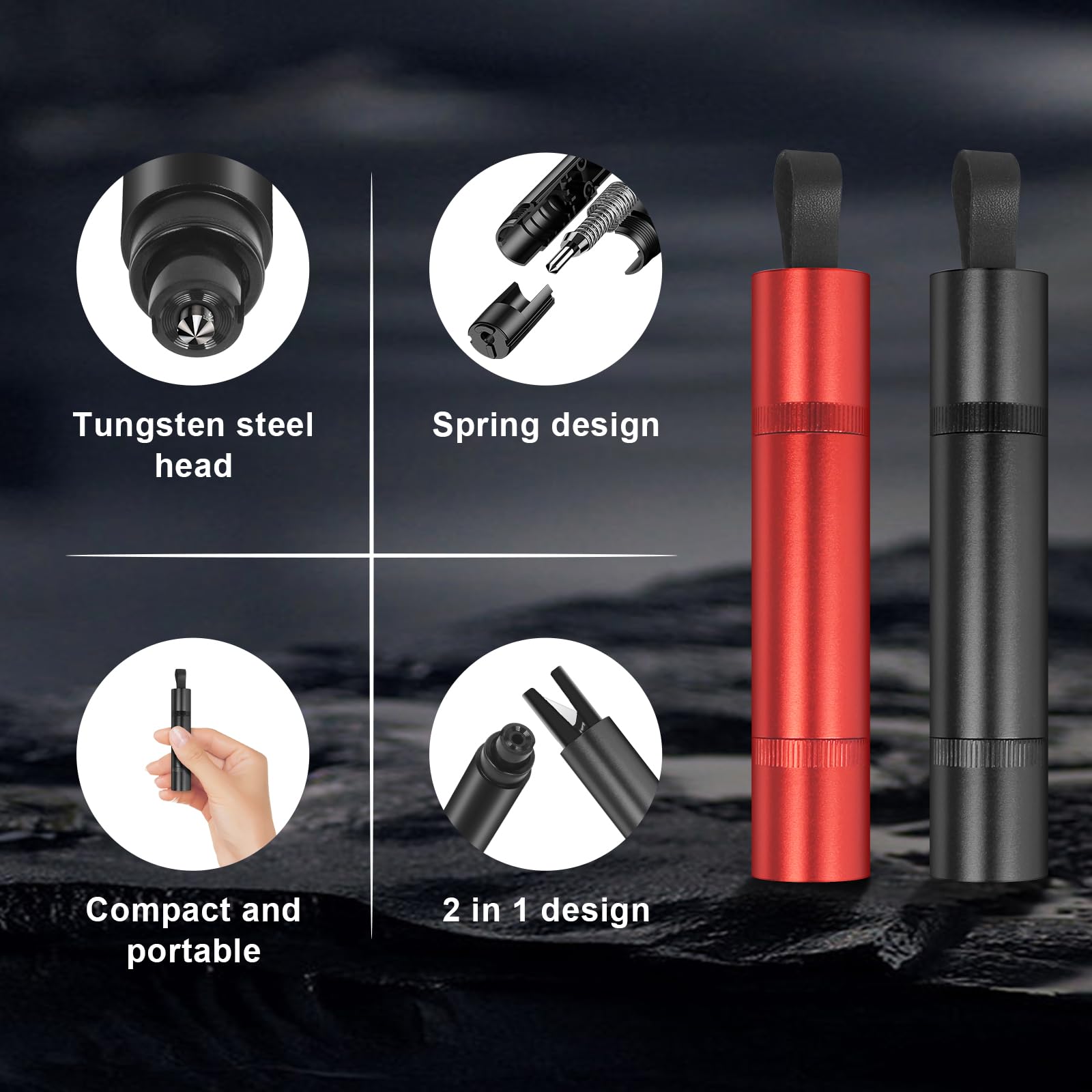 2x Nothammer Auto Mit Gurtschneider - Sicherheitshammer Für Notfälle Im Auto