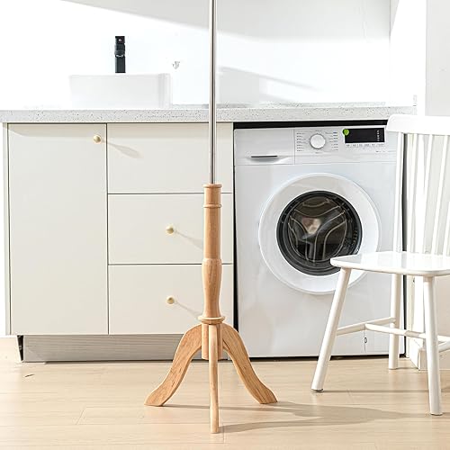 Miniatura 6 de Leinuosen Juego de 2 soportes de maniquí de madera, trípode, modista, forma de base, soporte para vestido de 45 pulgadas, compatible con la mayoría