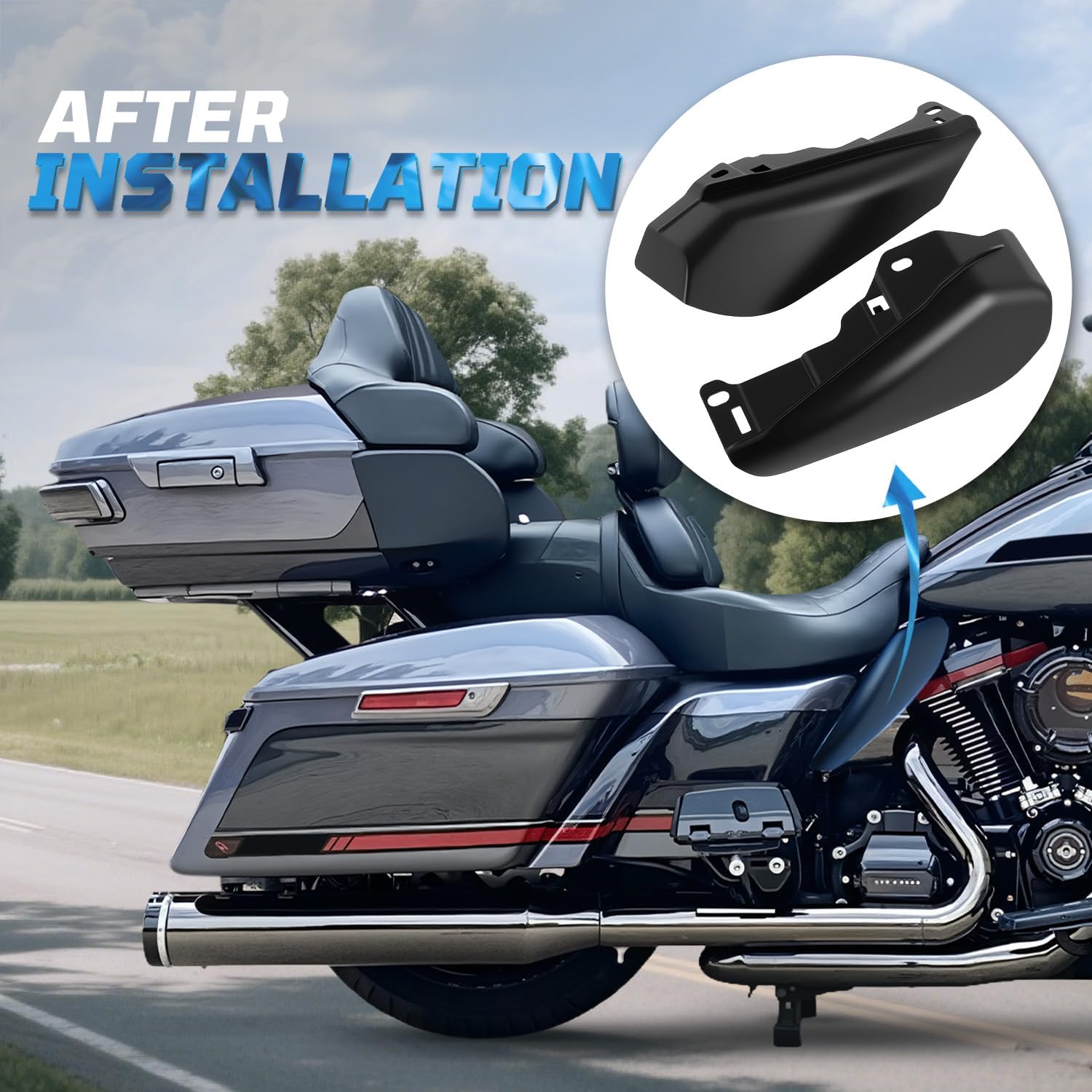 Mid Frame Air Deflector for Harley Davidson 2009-2025, Motorcycle Heat Deflectors Shields for Harley Touring Street Glide Road Glide Electra Glide Road King Ultra Limited Tri Glide CVO (Matte Black)