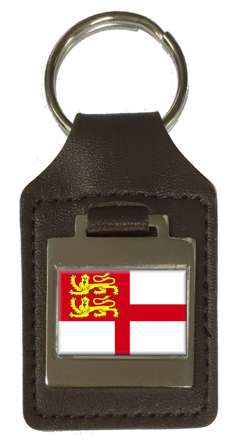 Schlüsselanhänger aus Leder, graviert, Sark-Flagge
