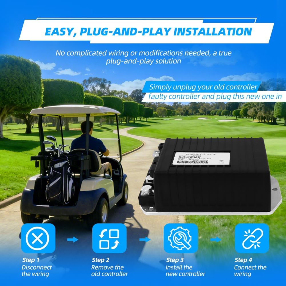 48V Golf Cart Controller, 1206HB-5201 Speed Controller for 2010-UP EZGO TXT, Express S4/L4, Terrain 250, MPT 800/1000, ST Sport II, 250A, Curtis Replacement, ITS Throttle Type, Part # 612632