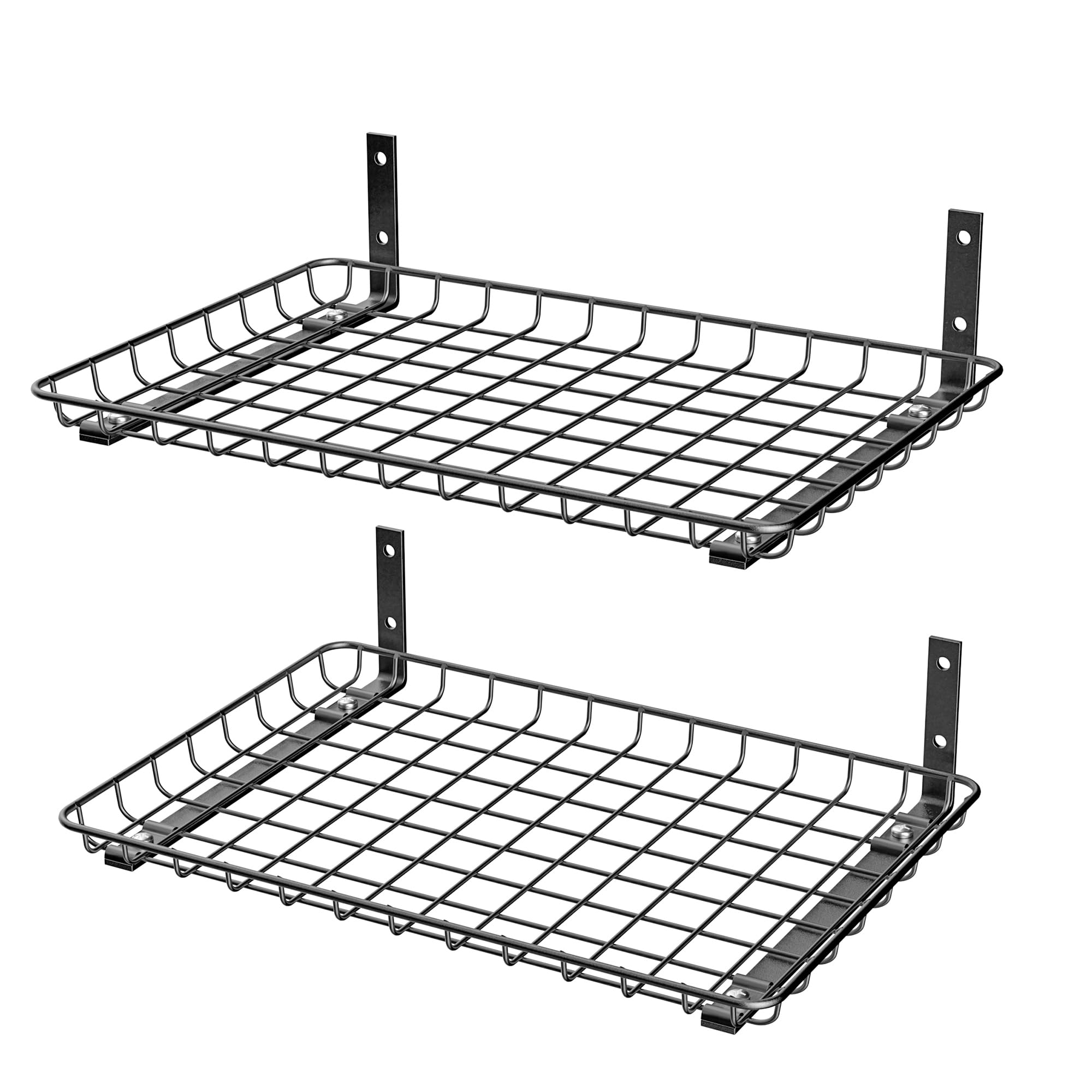 EVERHANGER Garagen-Wandregale, 30,5 x 45,7 cm, Wandmontage, Metallregal, Schwerlastregal, Organizer, 2 Stück, Schwarz