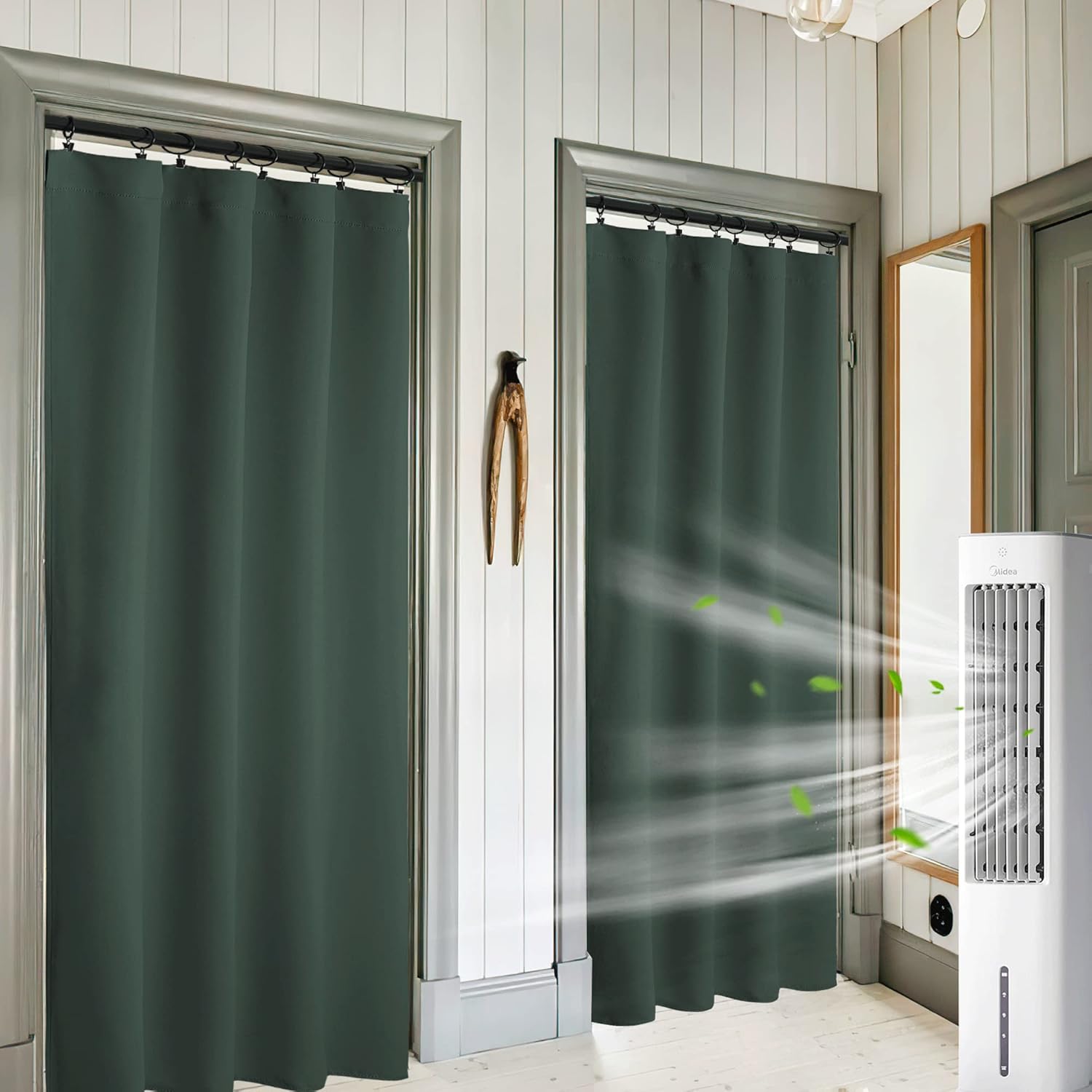 ryb home room darkening curtains 84 inches length 2 panels set, privacy assured blackout window covers thermal insulated rod pocket drapes for living room, 42 x 84 inch, dark green dark green 42"w x 84"l (pack of 2)