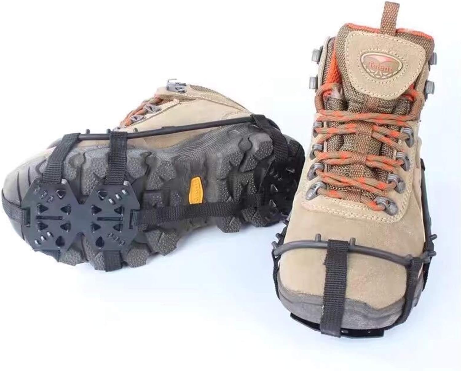 Ice Snow Grips 18 Tooth Outdoor Manganese Steel Crampons Anti-Skid Shoe Covers Snow Claws Hiking Fishing Shoes Nails Snow Mud Ice Caught Ice Grips for Shoes