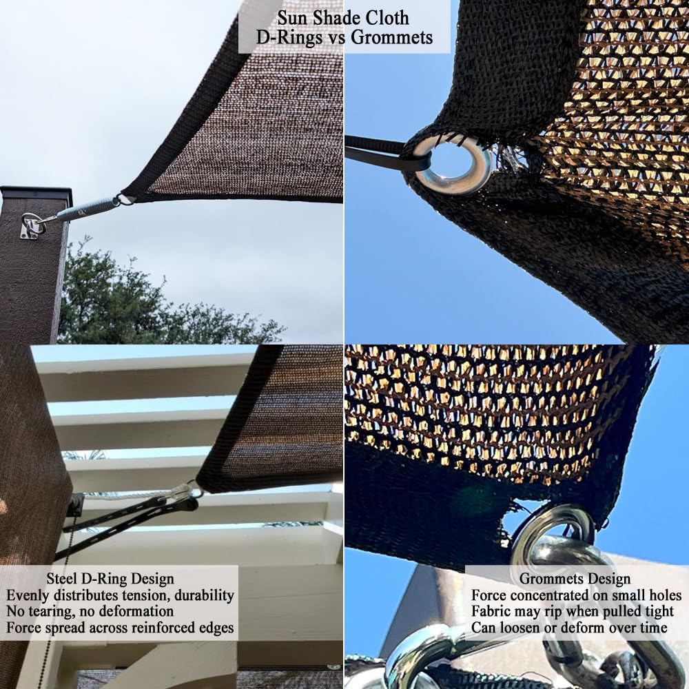 Sun Shade Cloth 12x20 FT, UV Block Outdoor Patio Shade Cover, Permeable and Tear Fade Resistant Rectangle Sunshade Fabric for Backyard, Porch, Pergola, Yard, Deck, Garden, Mocha