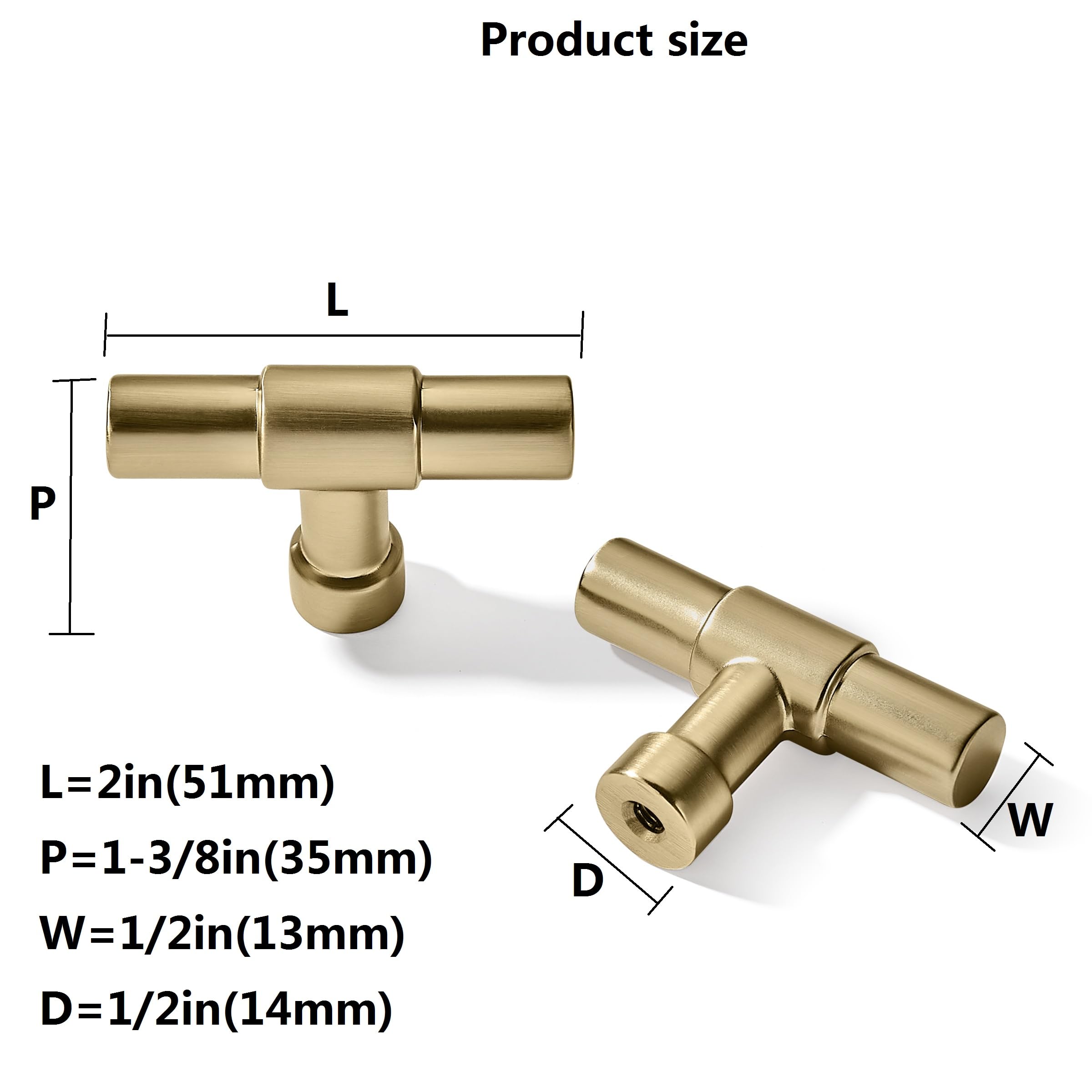 KHTUMEWARE-80259 T-Bar Knob, Champagne Bronze, 2 in (50 mm), 10-Pack in Champagne Bronze — KHTUMEWARE