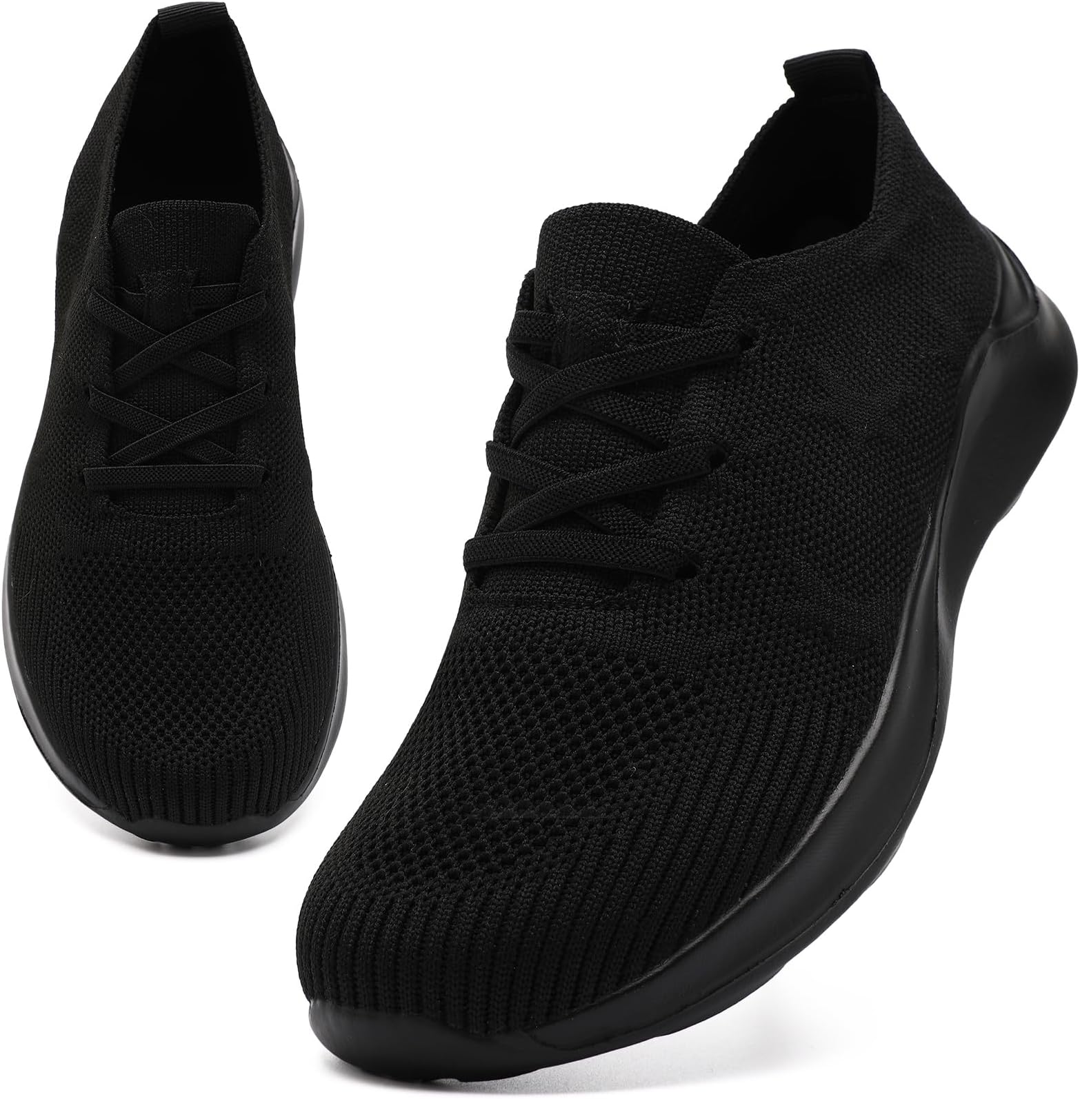 Women's Athletic Tennis Shoes Non Slip Workout Fashion Sneakers Breathable Slip on Gym Casual Comfortable Lightweight Shoes Black Size 8.5