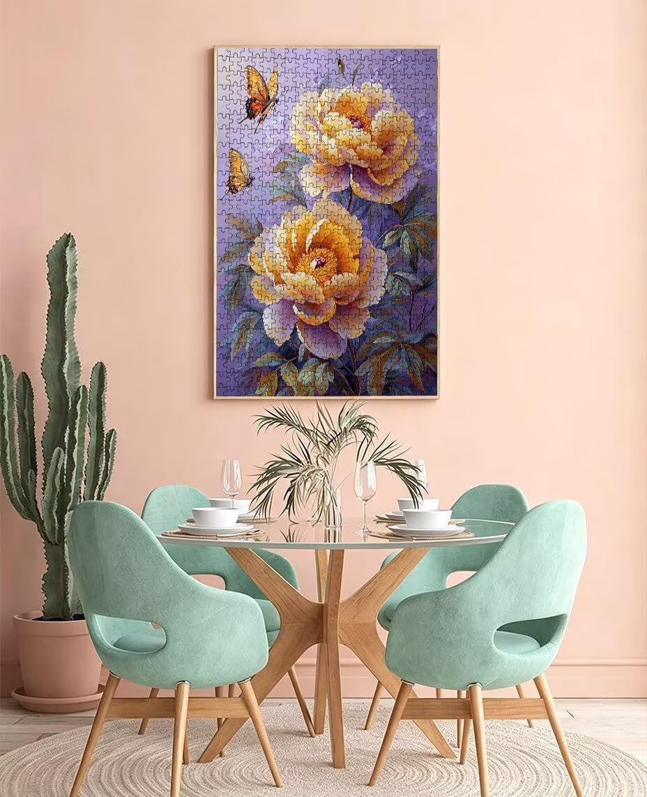 Puzzle 2000 elementów, żółte kwiaty motyle puzzle dla dorosłych 2000, klasyczne puzzle, edukacyjne puzzle, niemożliwe wyzwanie, gra zręcznościowa dla całej rodziny, dekoracja ścian BXHZW4472