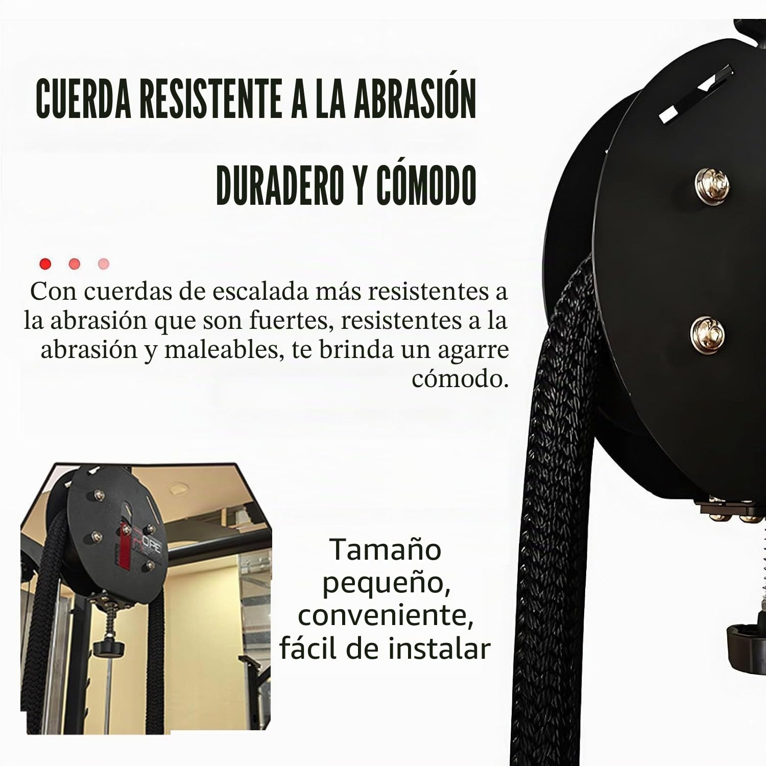 Entrenador de Poleas Sistema Cable-Polea Resistencia Ajustable Entrenador de Cuerda Infinita Máquina Cuerda Sin Fin Poleas Suspensión Equipo de Entrenamiento FíSico La Espalda