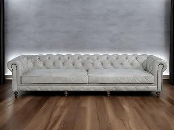 Vintage White Leather Sofa