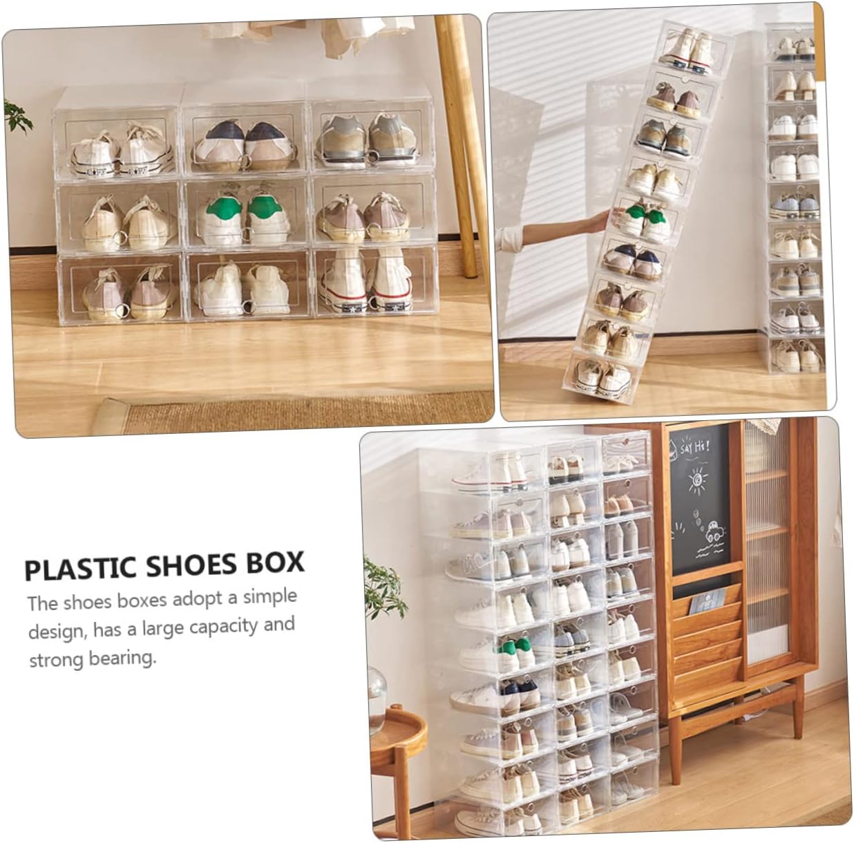 Alipis 6pcs Transparent Footwear Storage Box Drawer Style Shoe Organizer for Dust Moisture for Sneakers High Heels and Boots