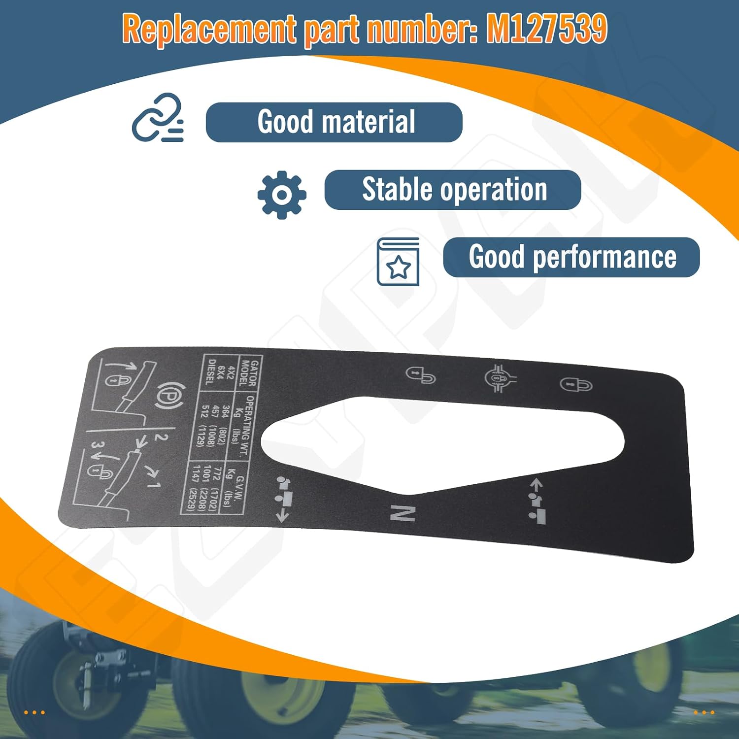 M127539 Shift Quadrant Label for Jo-hn Deere 4X2 6X4 Gator Utility Vehicle
