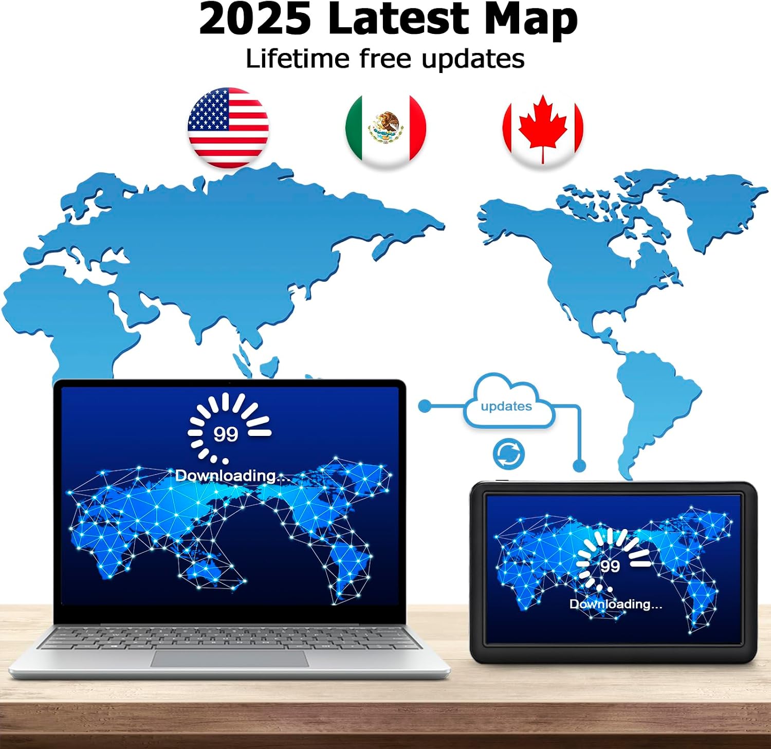 Diagram showing the process of updating GPS maps from a laptop to the LOVPOI GPS Navigator.