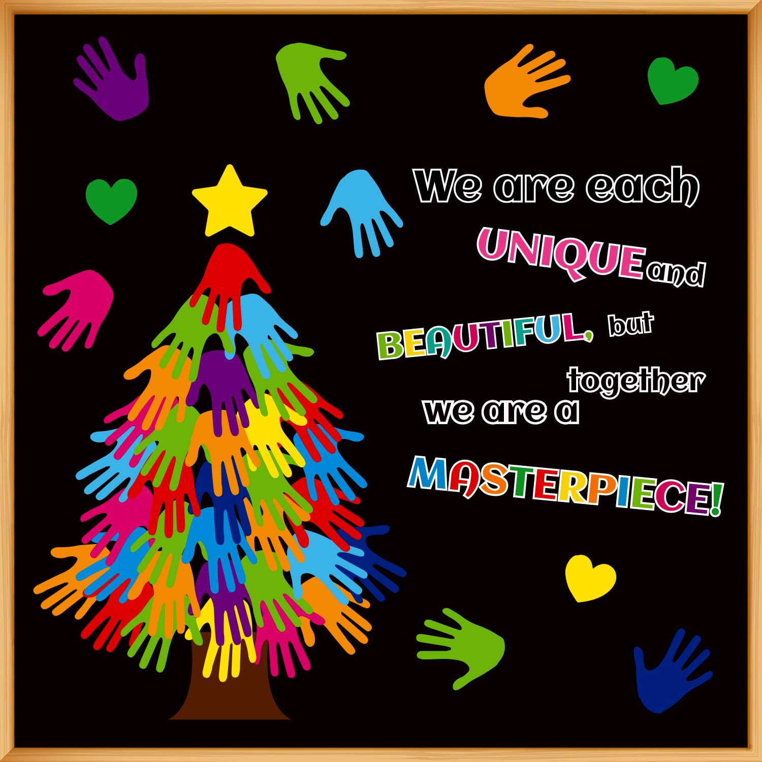 Corksidol Classroom Bulletin Board Decoration Set Wall Door Decor Hands Tree Colorful Handprint Decorations for Kindergarten Preschool Elementary Middle School(