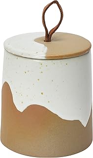 Bloomingville Stoneware Canister with Leather Loop Food Storage, 3