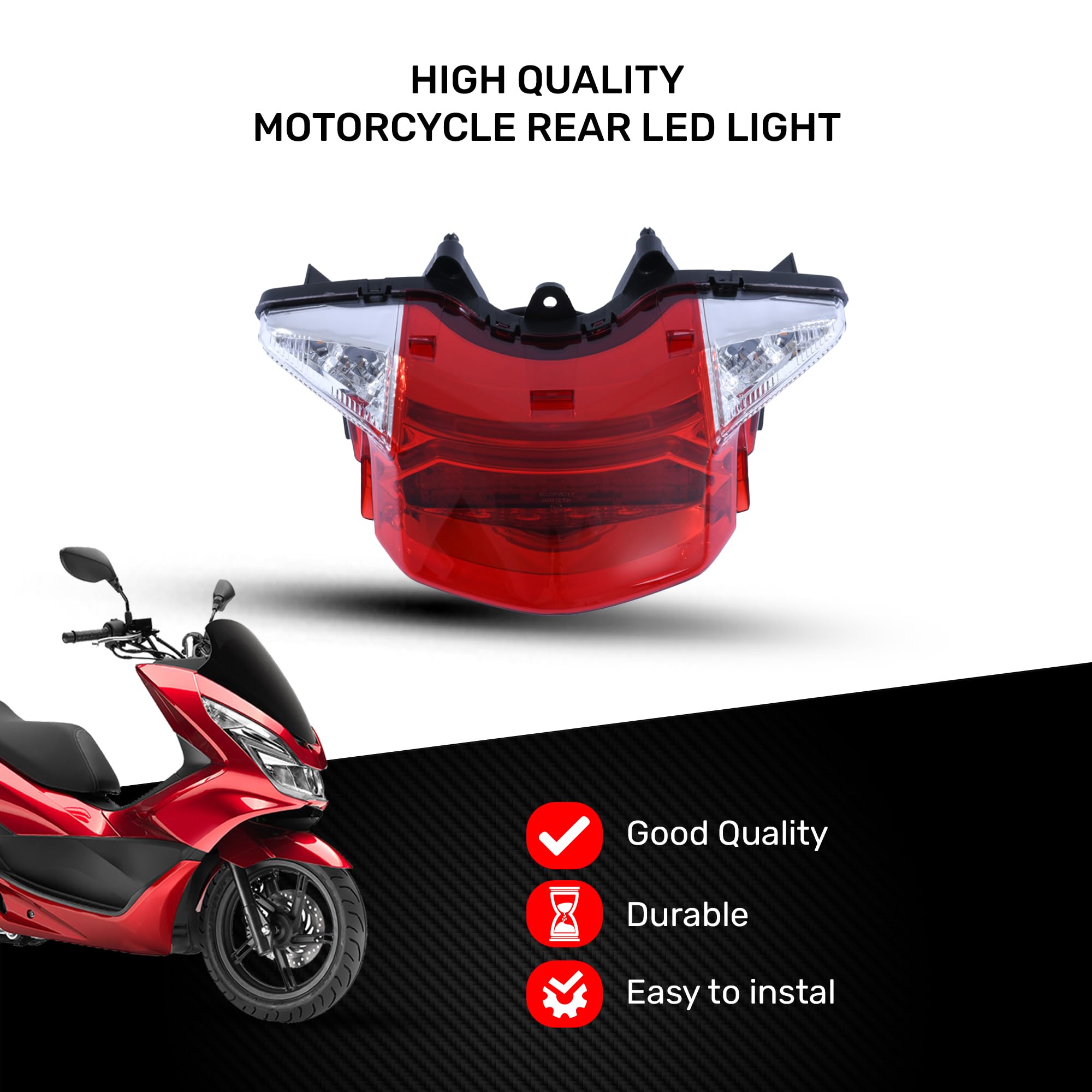 AVDB-moto Feu Arrière/Stop LED compatible avec HONDA PCX 125/150 2015-2017 + Clignotants Intégrés (Rouge)