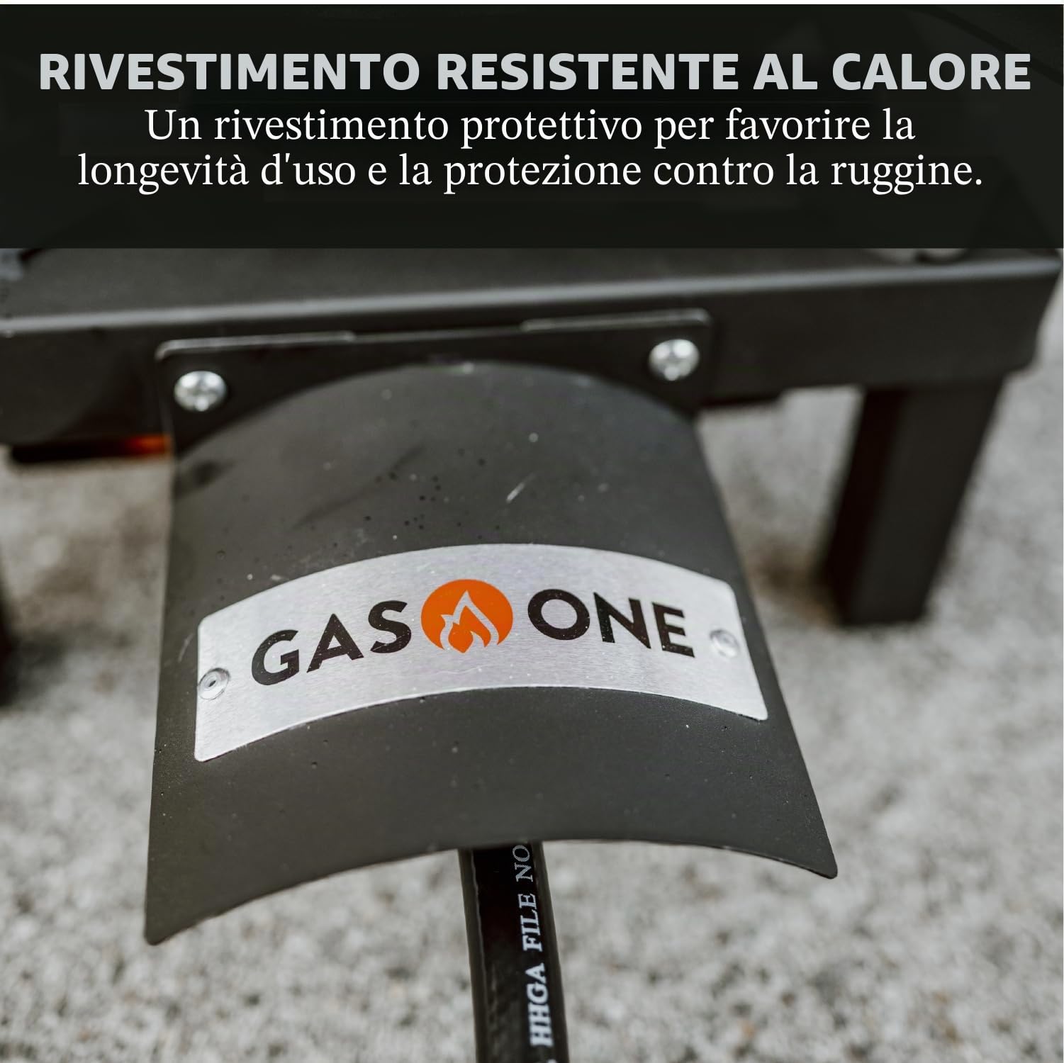 GasOne Bruciatore singolo a propano – Bruciatori a propano per cucinare all'aperto con scudo termico e protezione, tubo intrecciato in acciaio – testa bruciatore a propano ad alta potenza per