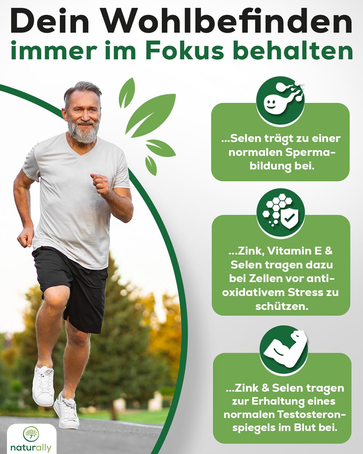 naturally Prostata Komplex Kapseln mit Sägepalmenextrakt hochdosiert – Prostata Kapseln mit Kürbiskern, Brennnessel, Vitamin E, Zink, Selen für Männer [120 Stk] – vegan, prosta vit, Sägepalme
