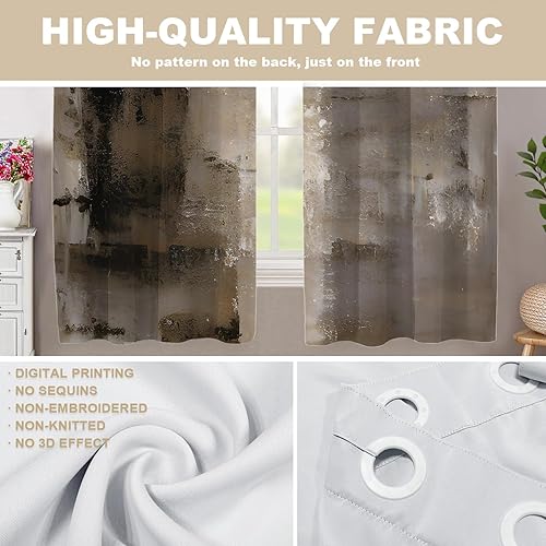 Miniatura 120 de Cenefas de cocina modernas con patrón de cobre marrón dorado para ventanas, cenefas opacas abstractas de marcas de arañazos y cortinas opacas