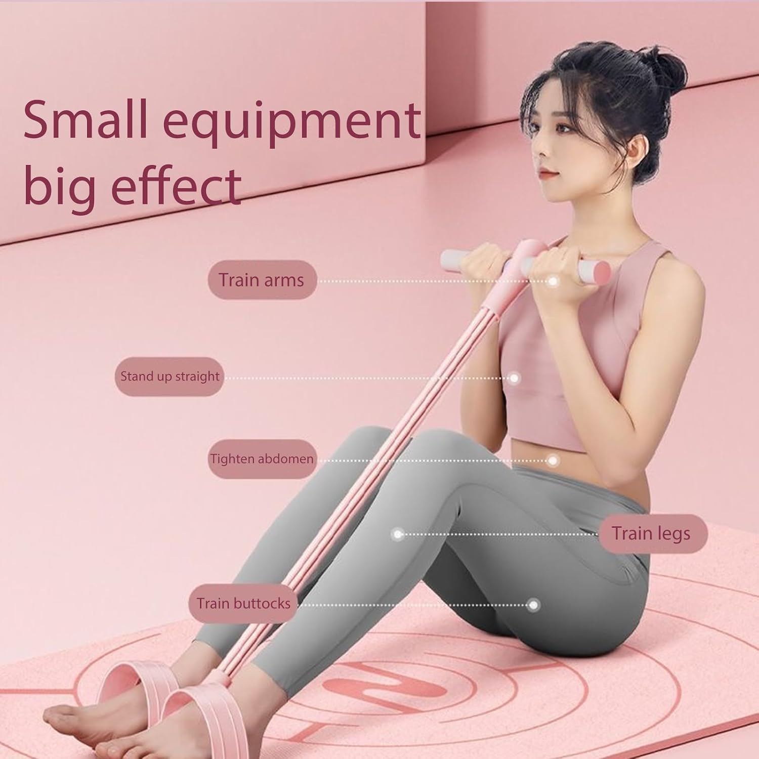 Fashion Puller Exercise, Fitness Resistance Band, Pedal Resistance Band with Handle,8 Tube Pedal Resistance Device, Multifunctional Elastic Yoga Resistance Band for Intense Core
