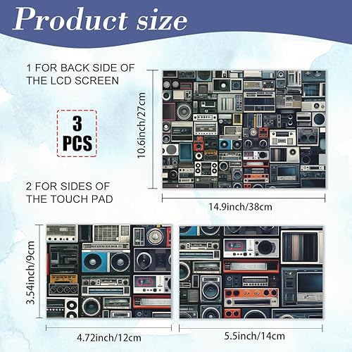 Miniatura 5 de PLIGREAT Calcomanías de vinilo reutilizables para portátil de radio vintage, calcomanías de vinilo para PC, portátiles, cubierta de teclado,