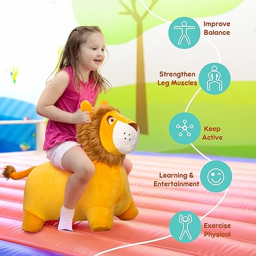 Vista 19 de ZOOJOY Bee Bouncy Animals Hopper, tolva inflable para rebotar, para interiores y exteriores, juguetes para saltar de rebote para niños pequeños